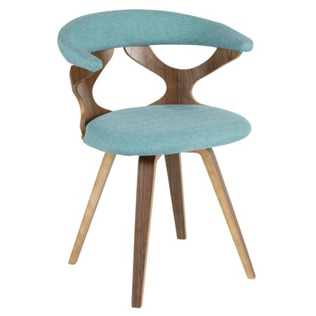 LUMISOURCE Gardenia Dining/Accent Chair in Walnut Wood and Teal Fabric CH-GARD WL+TL